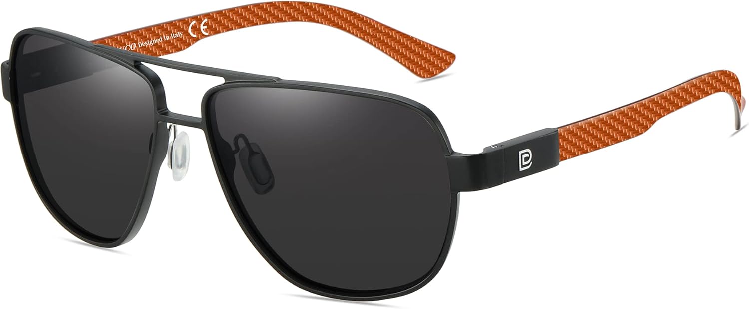 

Солнцезащитные очки-авиаторы DUCO для мужчин, поляризованные, с защитой от УФ-излучения, дужки из углеродного волокна, мужские солнцезащитные очки для вождения 3051, Red Temple Grey Lens