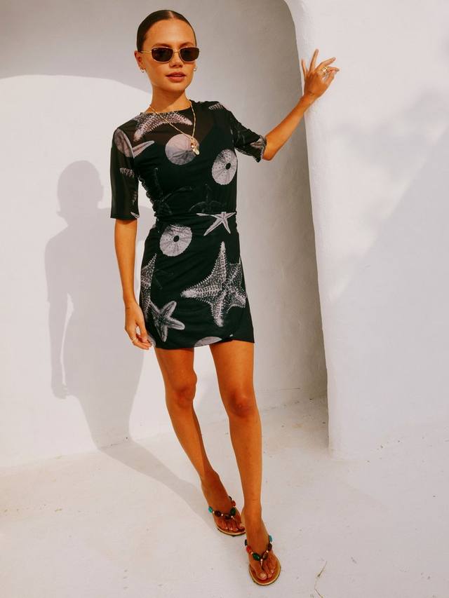 

Футболка Seashell с сетчатыми вставками Never Fully Dressed, Black