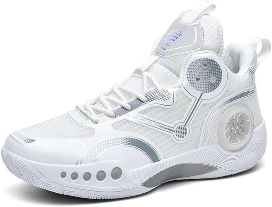 

Мужские баскетбольные кроссовки High Top Дышащие, не скользящие амортизирующие кроссовки для спортивных тренировок на цементном корте Spedify, белый/серый