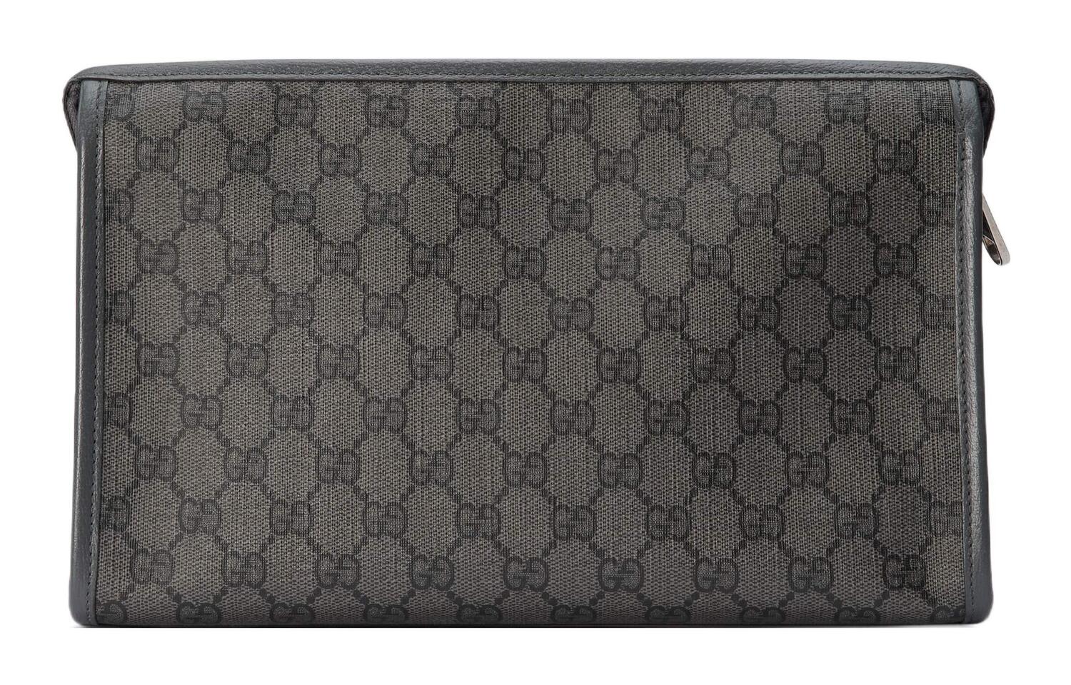 Ophidia Canvas с кожаной окантовкой косметичка, клатч мужской серый и черный GUCCI, Set (Bag+Dust Bag) — фото 2