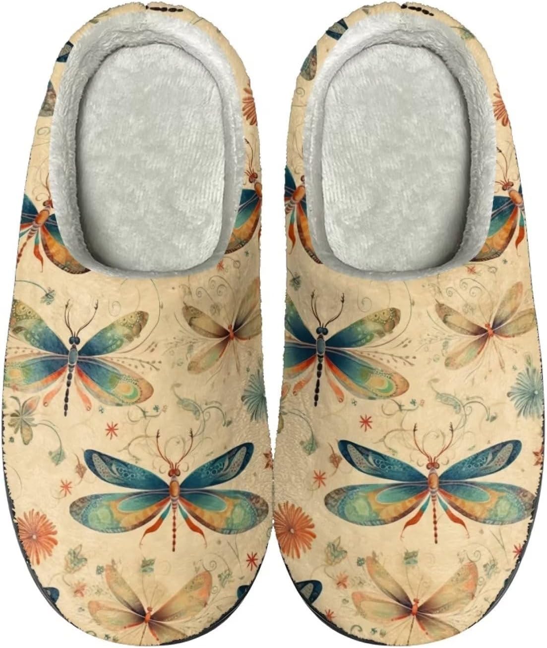 

Пушистые зимние домашние тапочки для женщин и мужчин Tribal с милым бабочкой, уютные тапочки для осени и зимы, противоскользящие Semiouray, Retro Dragonfly