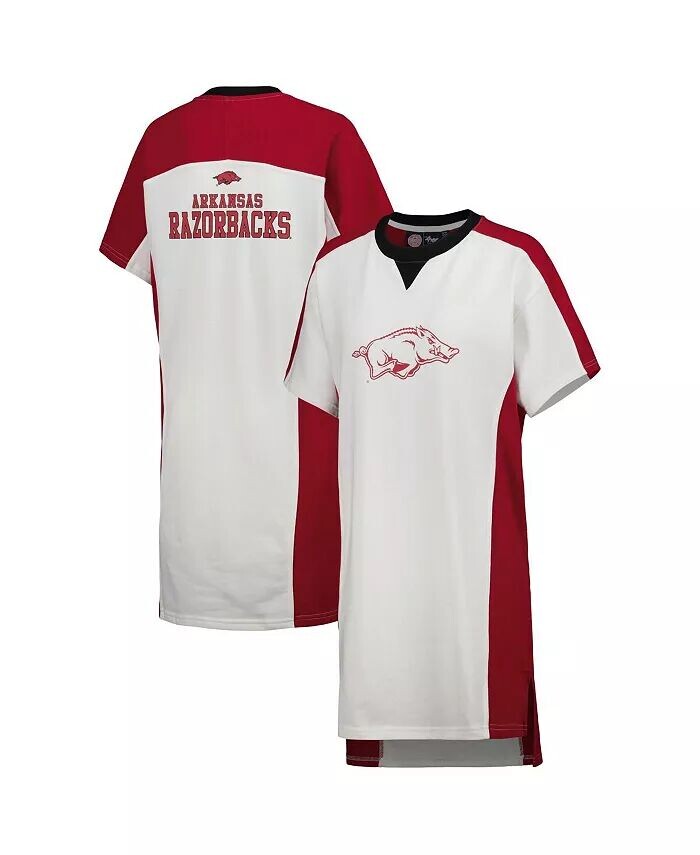 

Женское белое платье-футболка Arkansas Razorbacks Home Run G-Iii 4Her By Carl Banks
