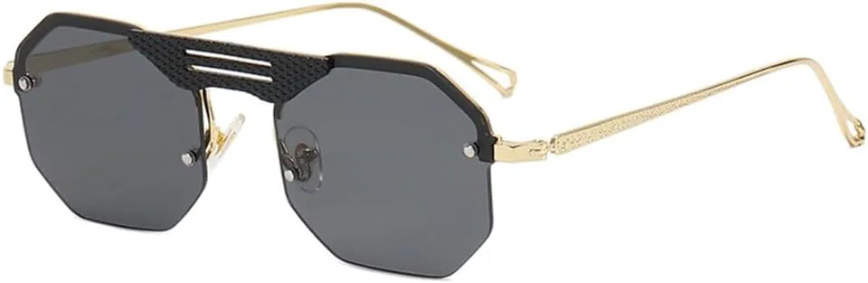 

Винтажные безободковые солнцезащитные очки из сплава для мужчин, солнцезащитные очки с градиентным переходом цвета для женщин, металлические овальные очки HDUBFY, 3