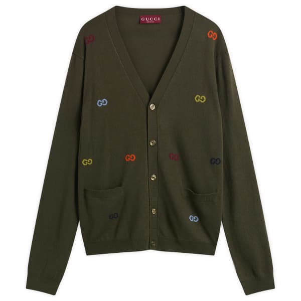 

Многоцветный кардиган с логотипом gg Gucci, зеленый
