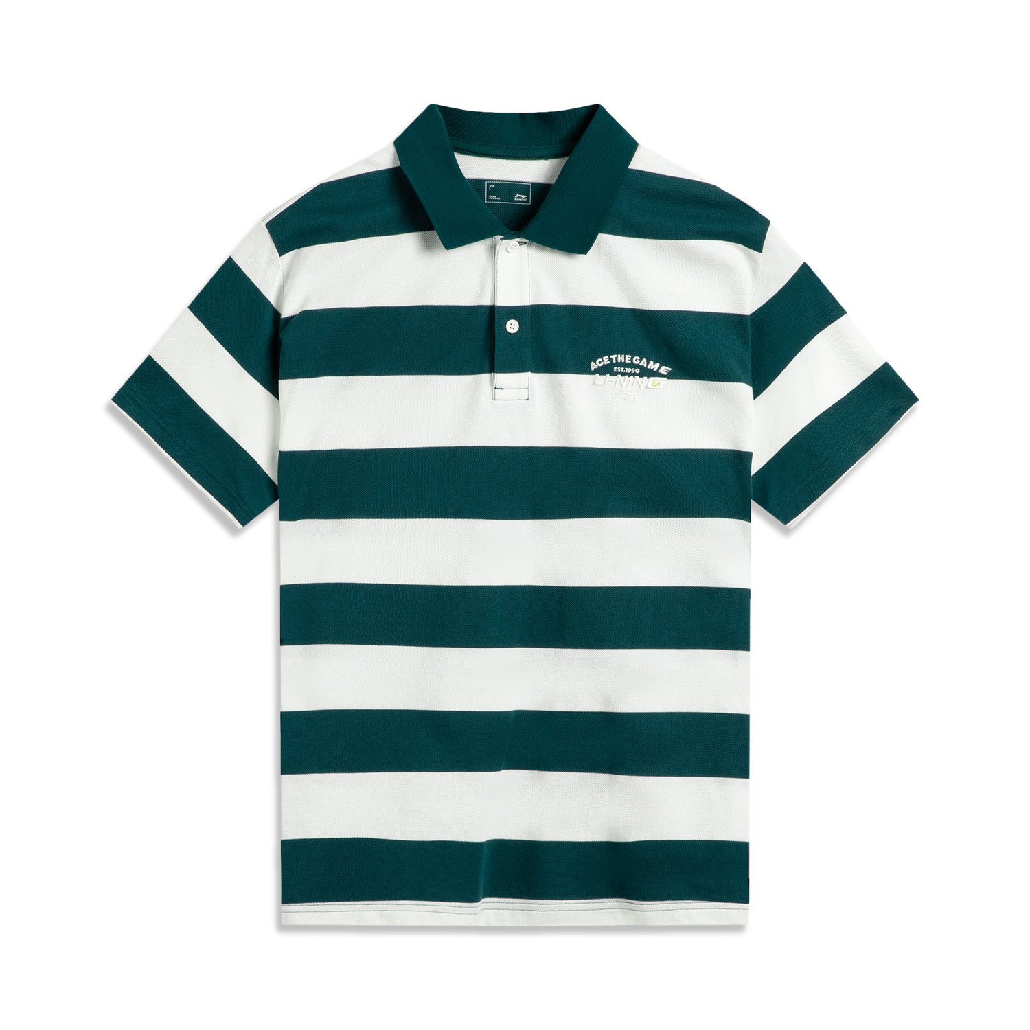 

LINING Спортивная коллекция Polo футболка мужская ivory/dark reef green, Зеленый, LINING Спортивная коллекция Polo футболка мужская ivory/dark reef green