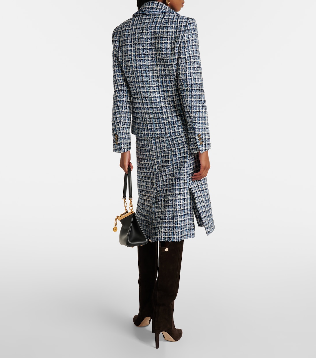Пиджак из твида из смесового хлопка Etro, Multicolour On Blue Base — фото 3