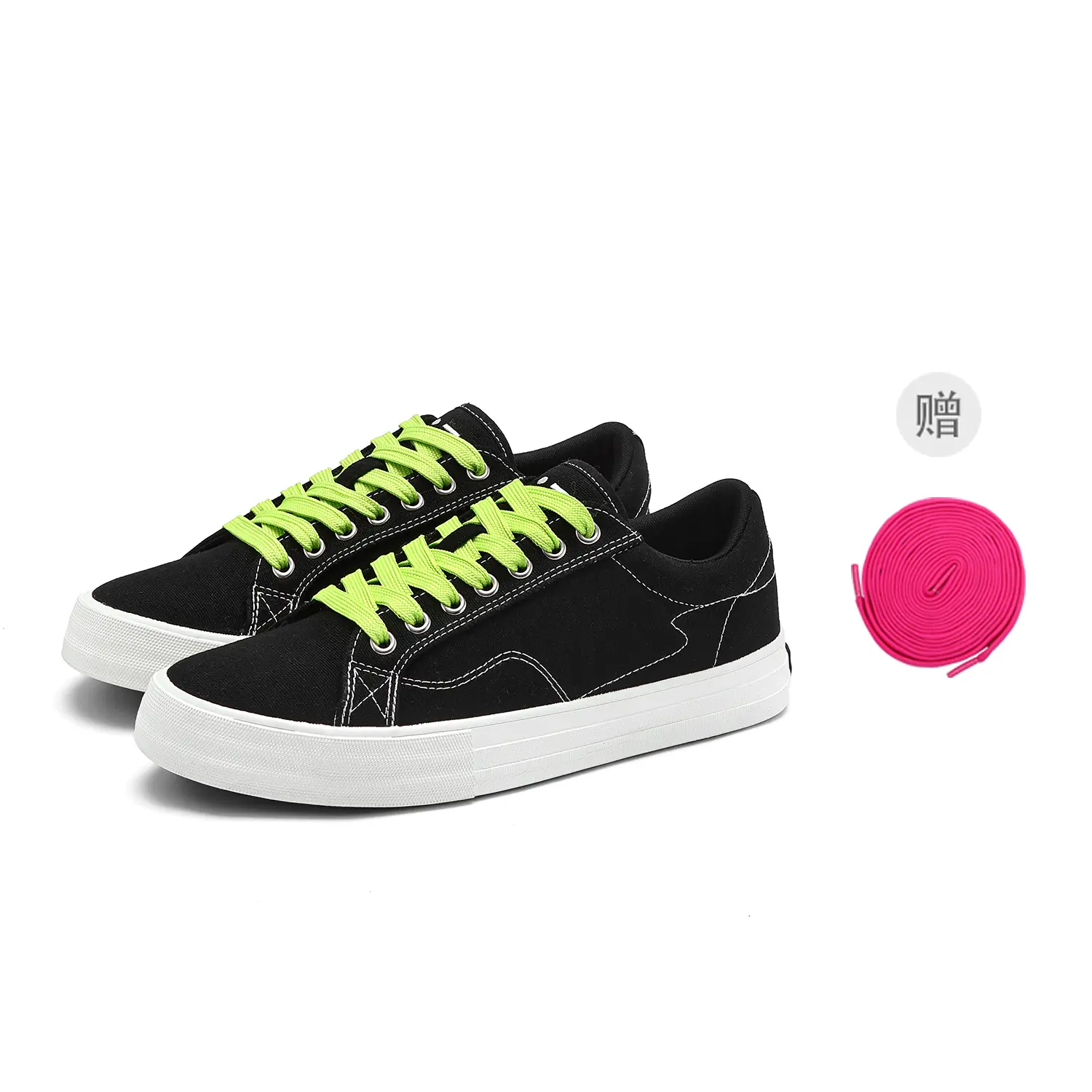 

MINISO Покрытие, устойчивые к истиранию, сбалансированные, легкие и дышащие низкие скейтбордские кроссовки унисекс черно-зеленые [бесплатные фиолетовые шнурки]