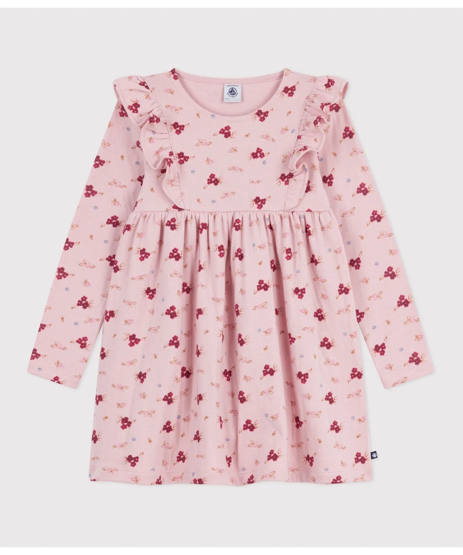 Детское платье Petit Bateau с цветочным принтом и рюшами