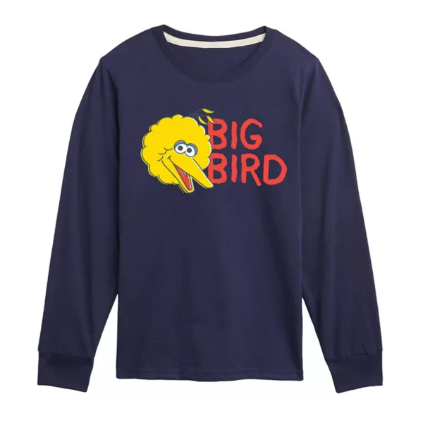 

Мальчиковая футболка с длинным рукавом и принтом Big Bird из «Улицы Сезам» для возрастов 8-20 Licensed Character, синий