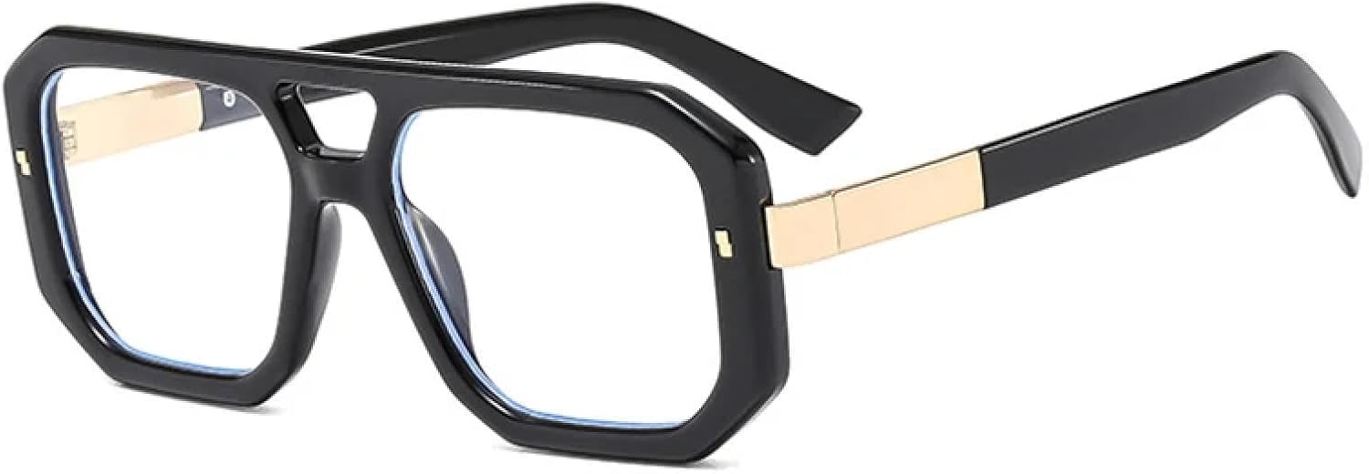 

Женские солнцезащитные очки с двойной перемычкой, роскошные, в стиле ретро, ​​прозрачные градиентные, защита от УФ-излучения UV400, мужские очки с заклепками TVTBBVV, Black Clear