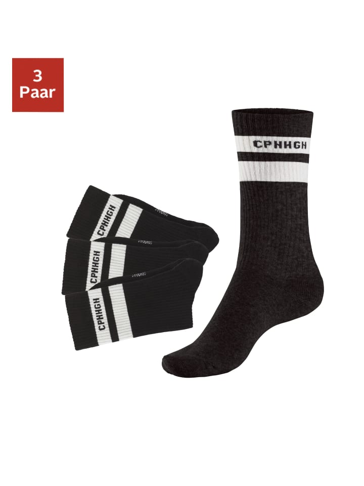 

Copenhagen Studios Теннисные носки размера 3X, черные с белыми полосками