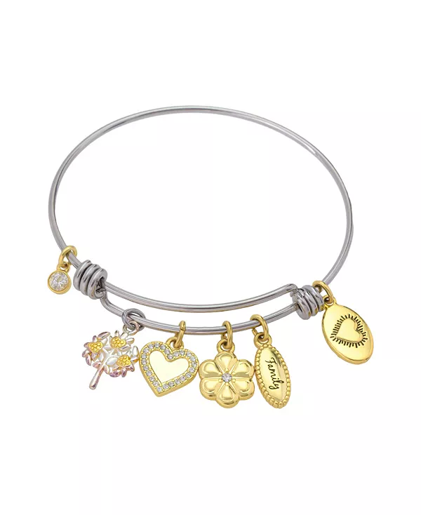 

Браслет-Браслет «Семейное древо» из кристаллов и кубического циркония в стиле чам Unwritten, two-tone