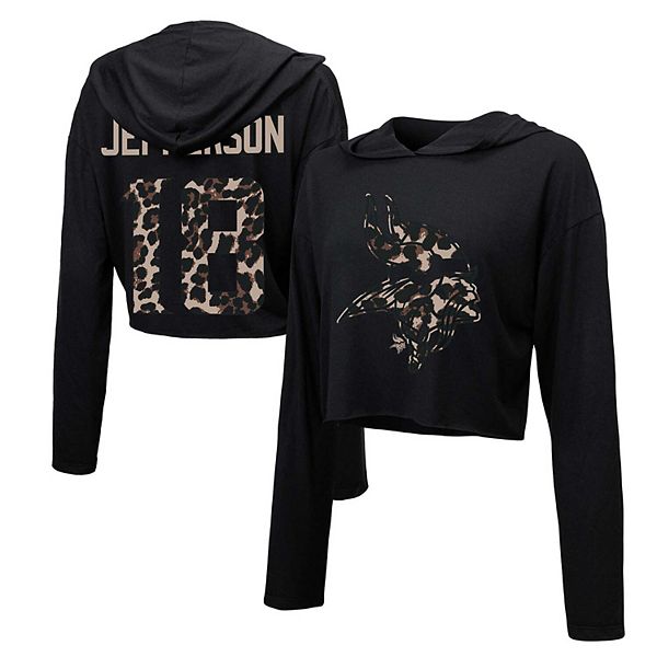 

Женская худи с длинным рукавом и принтом имени и номера Джастина Джефферсона в стиле леопард Majestic, Коричневый, Женская худи с длинным рукавом и принтом имени и номера Джастина Джефферсона в стиле леопард Majestic