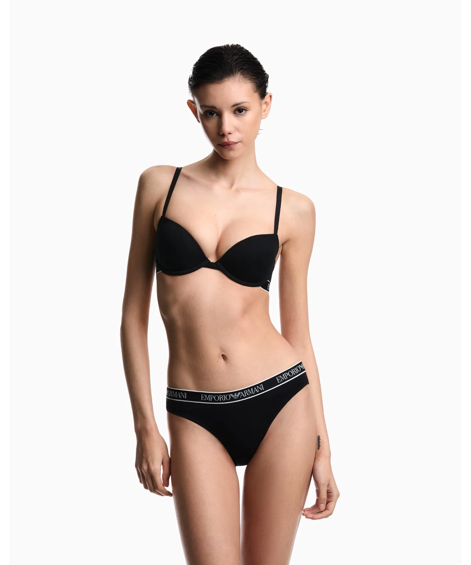 [Emporio Armani] Бюстгальтер ASV Iconic Push Up, органический трикотаж, подкладка с логотипом — фото 2
