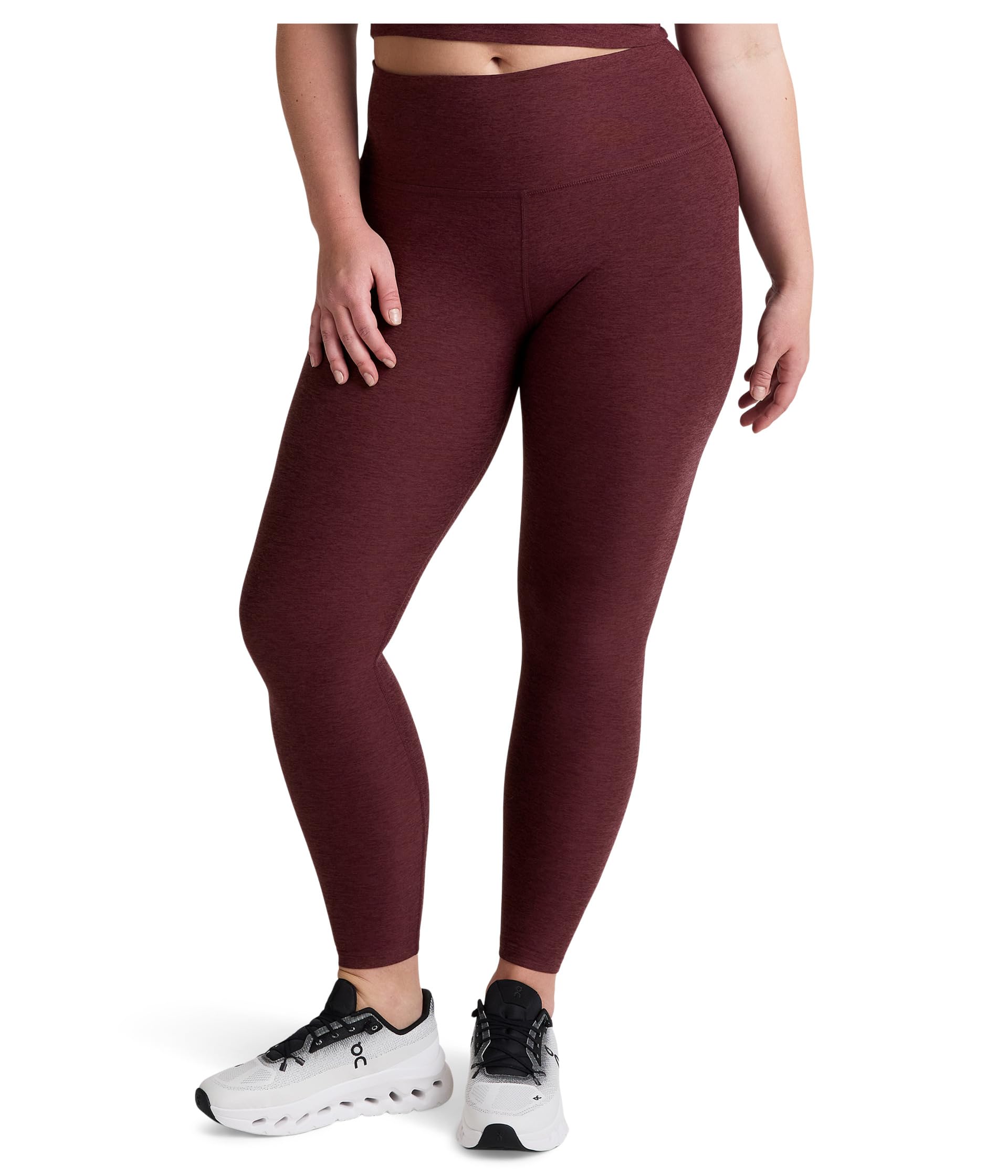 

Брюки Beyond Yoga Spacedye Caught In The Midi High Waisted Leggings, цвет Midnight Burgundy Heather