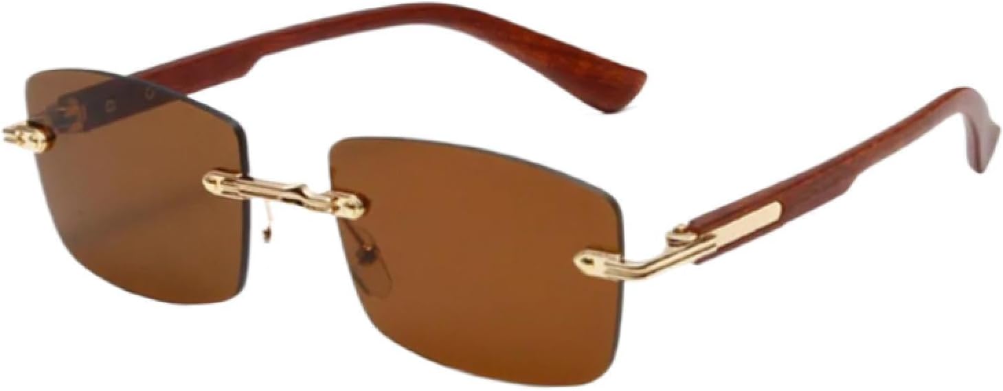 

Солнцезащитные очки с защитой от УФ-излучения UV400 | Без оправы в стиле панк с металлическими заклепками | Для женщин и мужчин, для занятий спортом на открытом воздухе и вождения DSVIGF, Brown