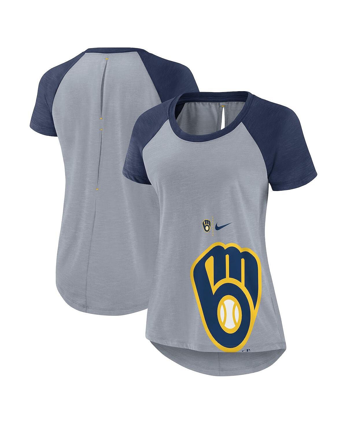 

Женская модная футболка цвета реглан Хизер серого цвета Milwaukee Brewers Summer Breeze Nike, Серый, Женская модная футболка цвета реглан Хизер серого цвета Milwaukee Brewers Summer Breeze Nike