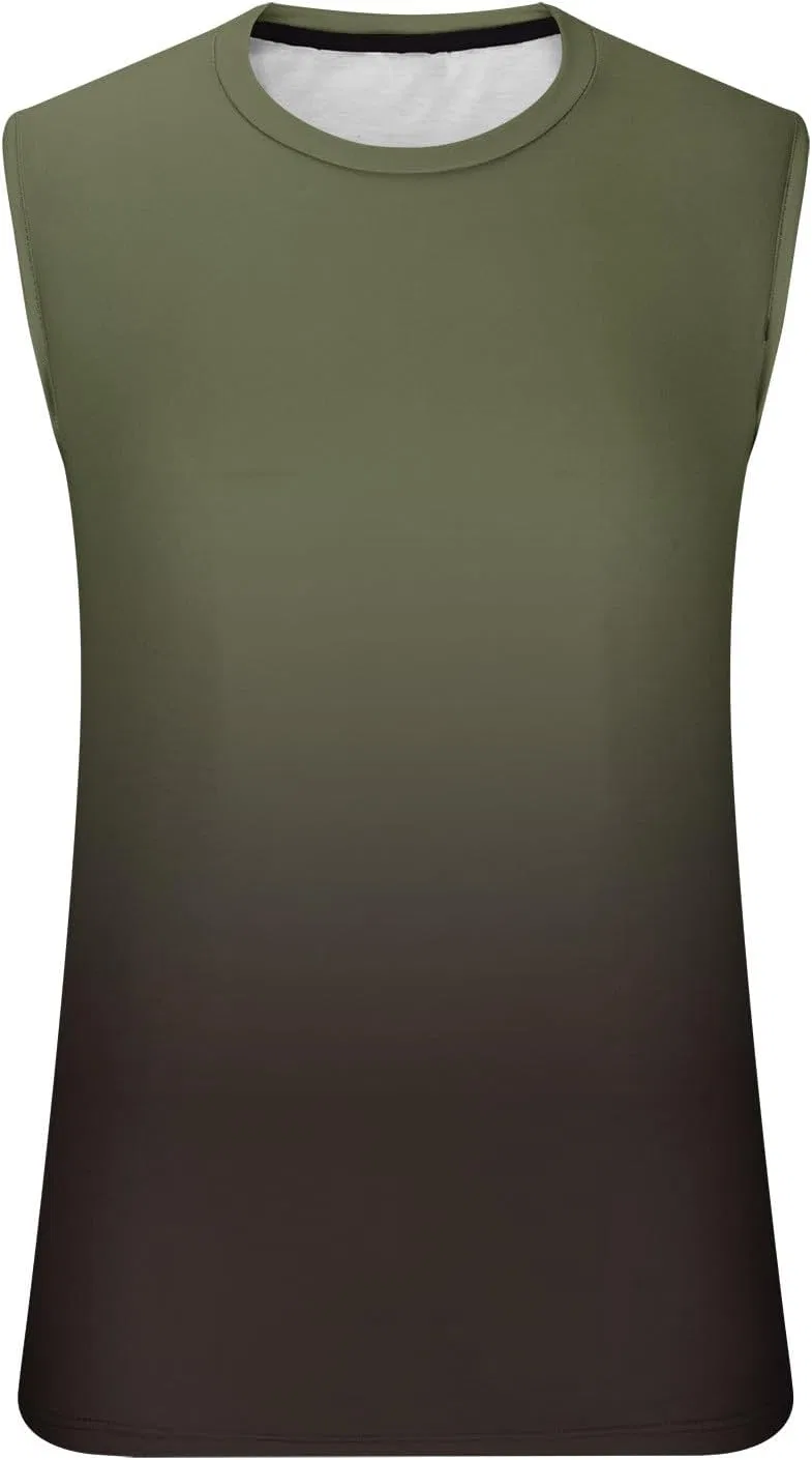 Мужской безрукавный топ, градиентный, бренд Generic, Army Green — фото 3
