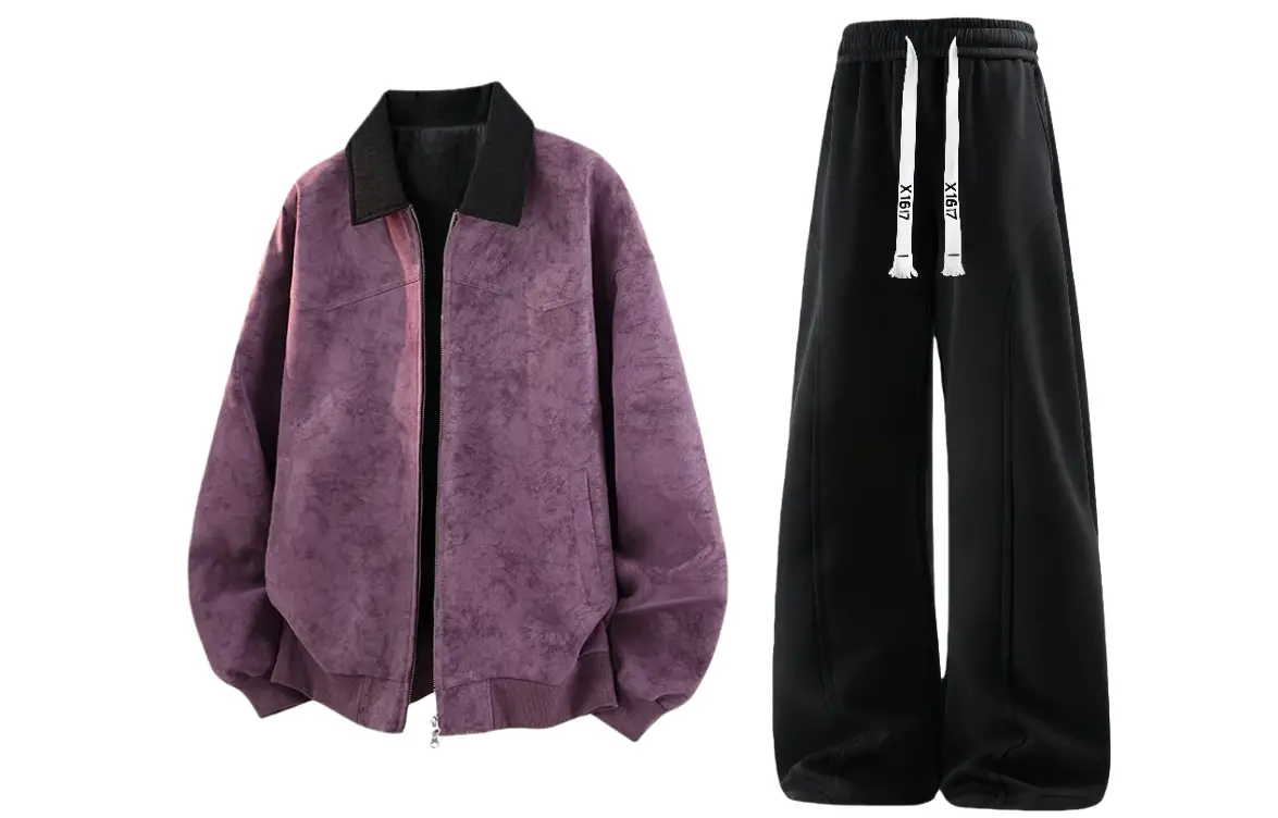 

Повседневная спортивная одежда Unisex с лацканом Lapel Moderate X1617, фиолетовый jacket+черный pants