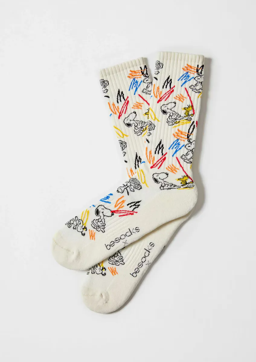 

Спортивные носки унисекс Snoopy высокие из органического хлопка бежевого цвета Besocks, натуральный