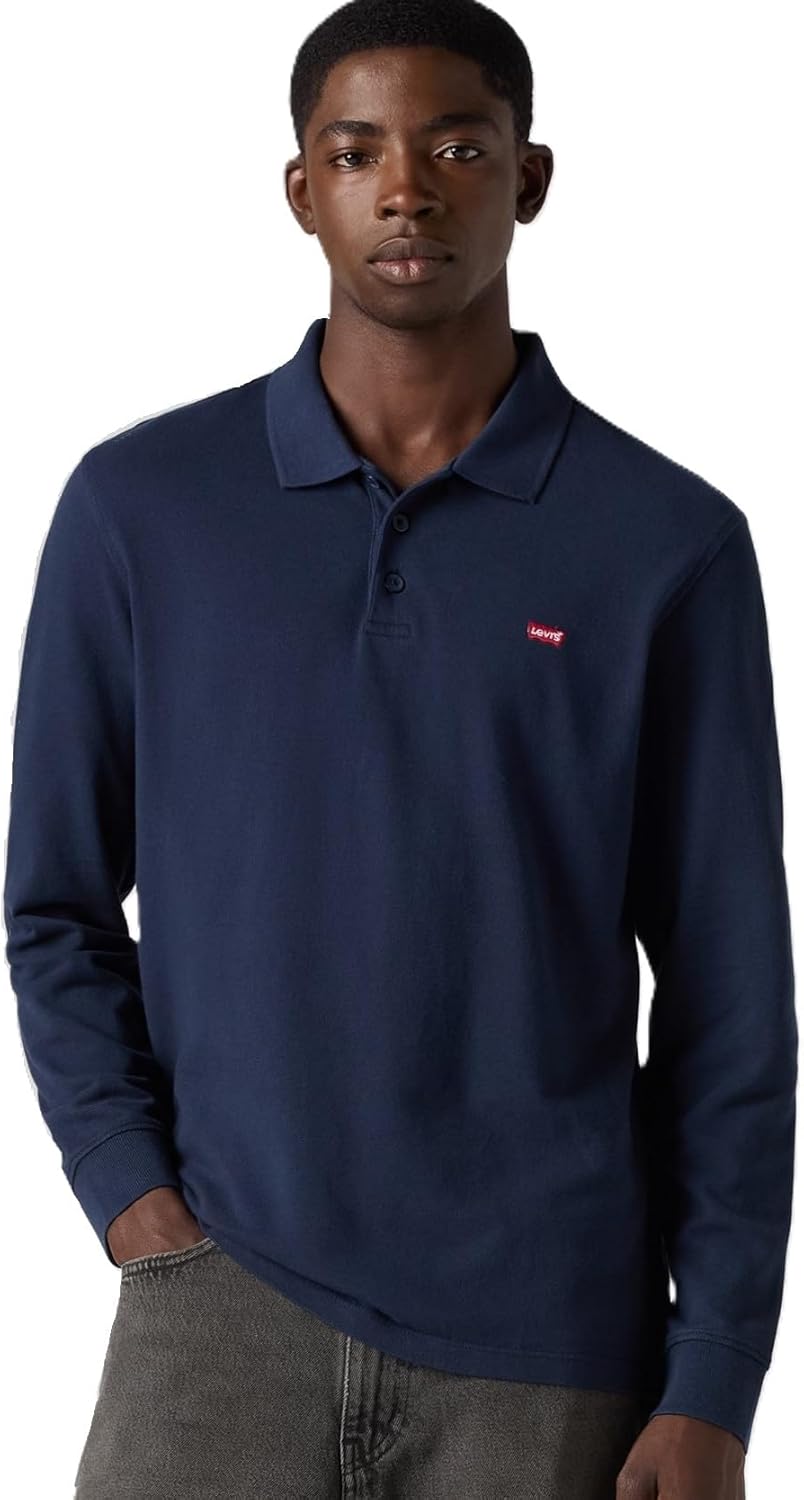 

Мужская поло-рубашка Levi's с длинным рукавом и логотипом, темно-синий