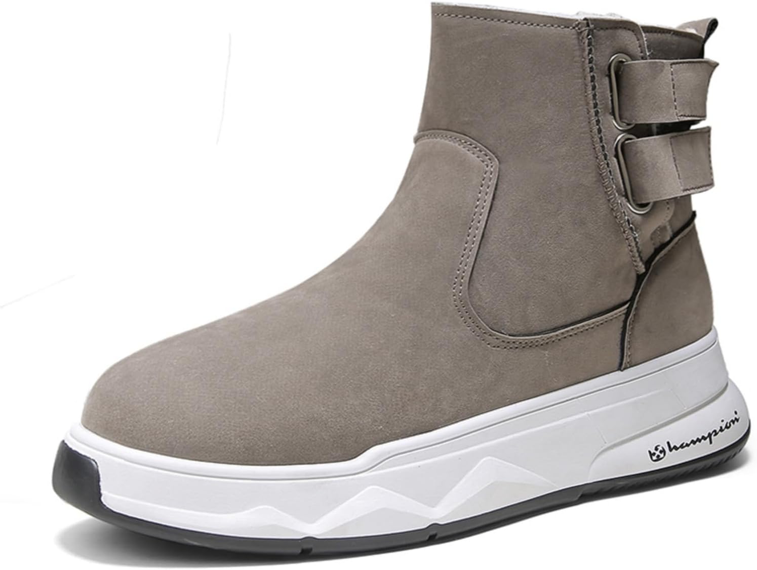 

Мужские сапоги Khwfjas с флисовой подкладкой: дизайн с двойной пряжкой, боковая эластичная вставка, противоскользящая толстая подошва- супер-теплая подкладка, подходит для повседневной носки и холодной погоды, серый