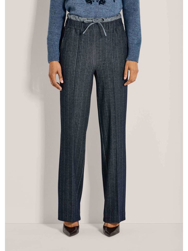 

MADELEINE Элегантные трикотажные брюки с узором «елочка» в нежно-голубом/меланжевом цвете