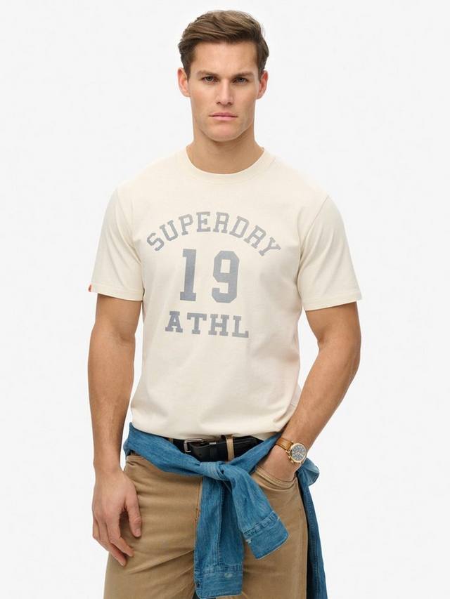 

Винтажная хлопковая футболка с атлетическим принтом Superdry, Off White