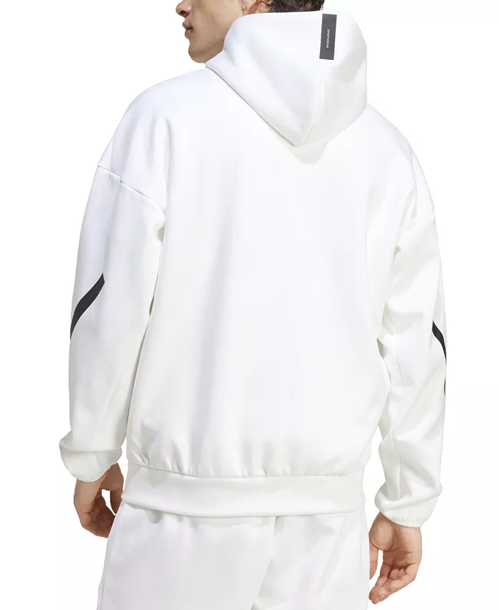 Мужская худи Z.N.E. Classic Fit с длинным рукавом на молнии и логотипом adidas, белый — фото 2