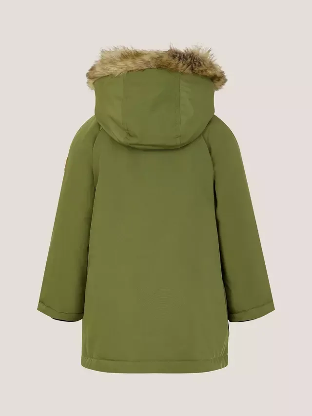 Детская парка с капюшоном из искусственного меха Monsoon, Green — фото 3