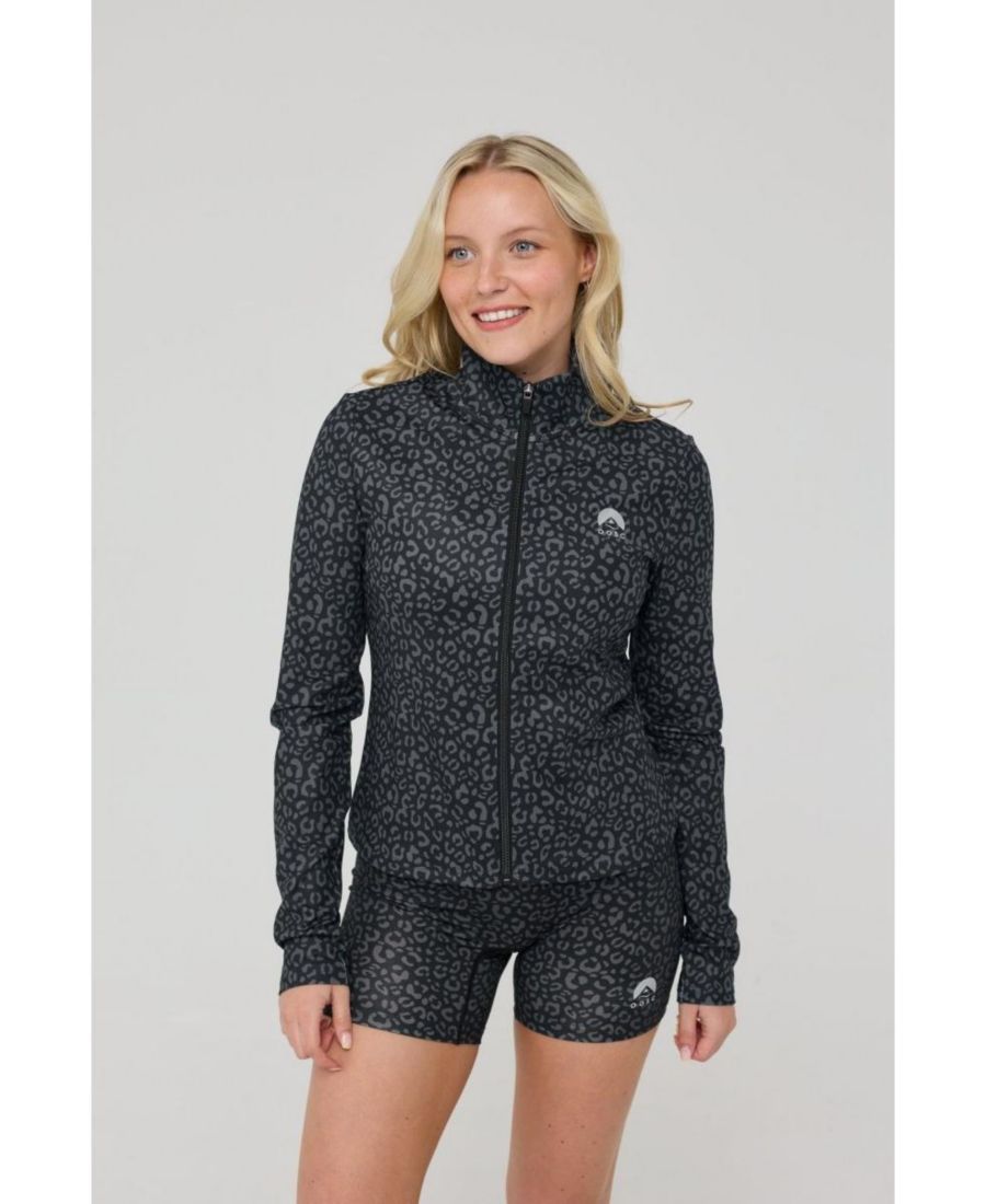 

Женская укороченная куртка Infinite на молнии, черный леопардовый принт OOSC, Black leopard