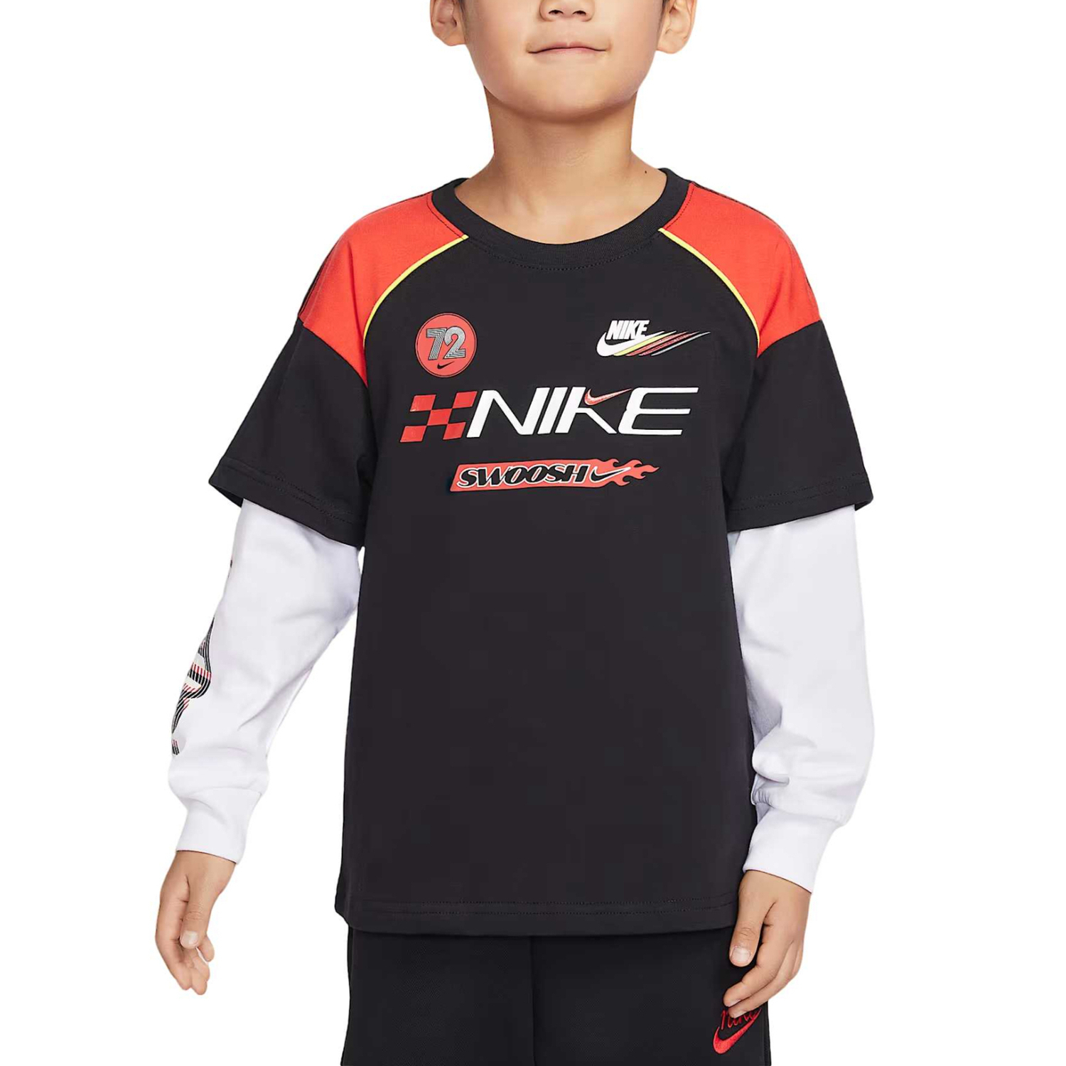 

Футболка для детей с круглым вырезом Moderate Nike, черный/красный/белый/белый