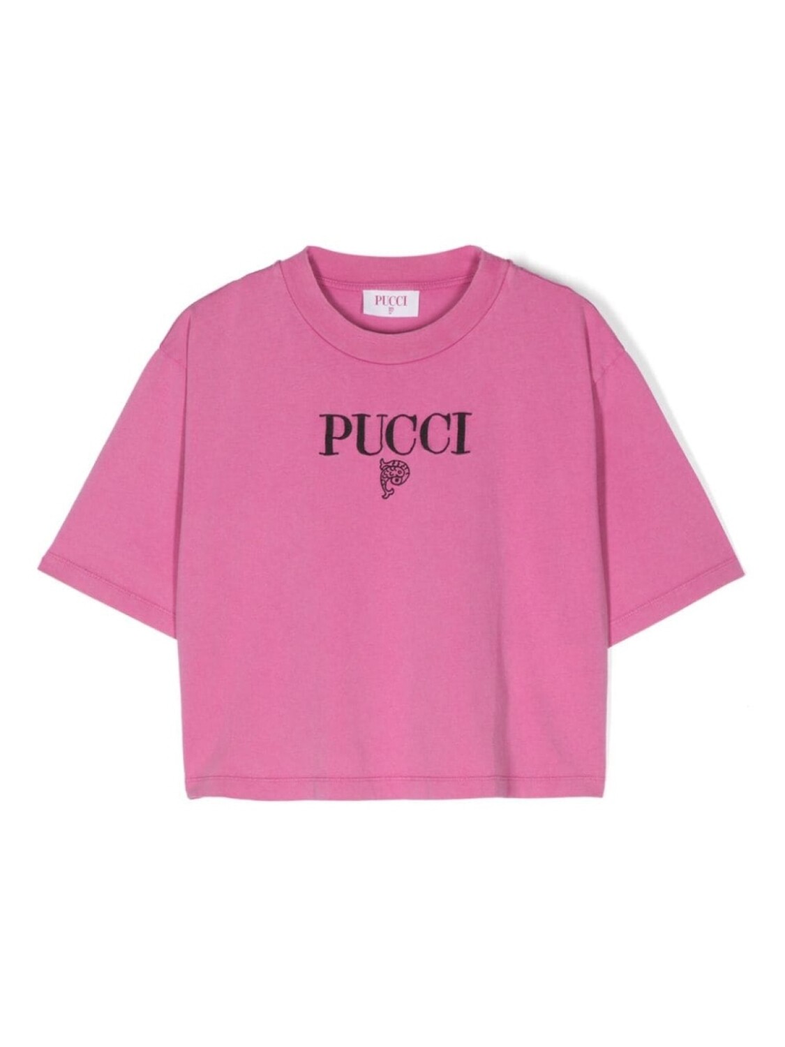 

PUCCI Junior футболка из хлопка с вышитым логотипом, розовый