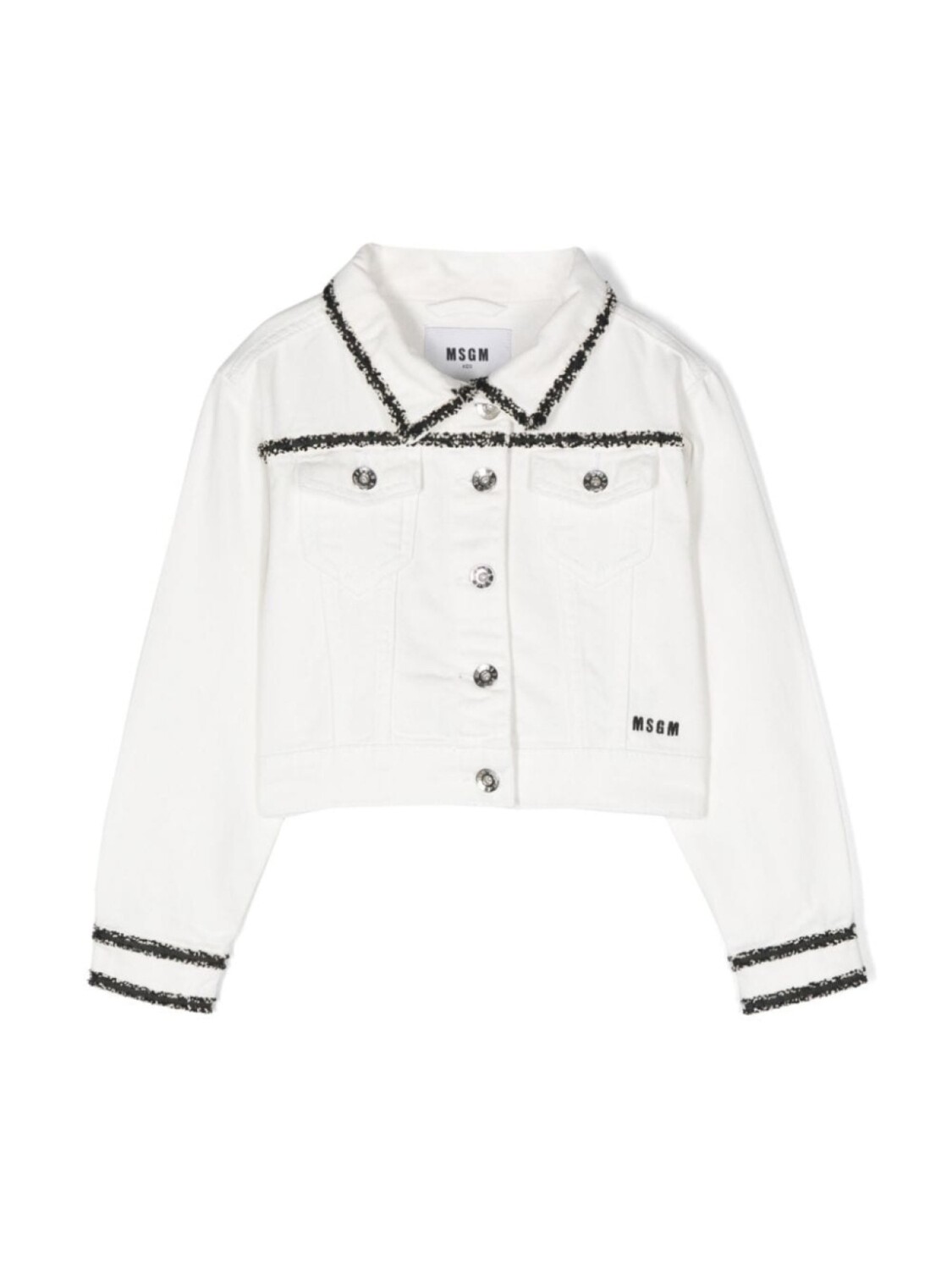 

MSGM Kids джинсовая куртка с вышивкой, белый