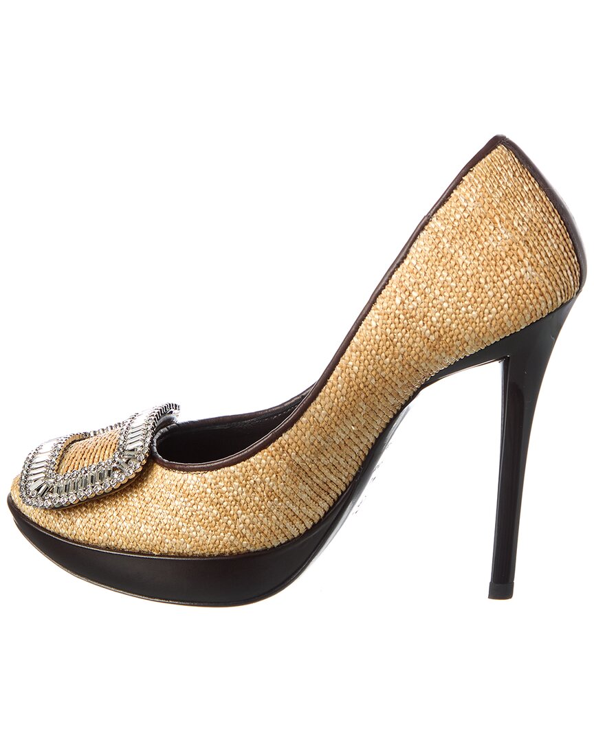 Туфли-лодочки Roger Vivier Limelight на платформе из соломки и кожи, коричневый — фото 2