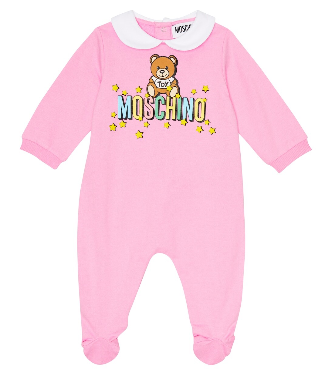 

Комбинезон из хлопкового джерси с детским принтом Moschino Kids, розовый