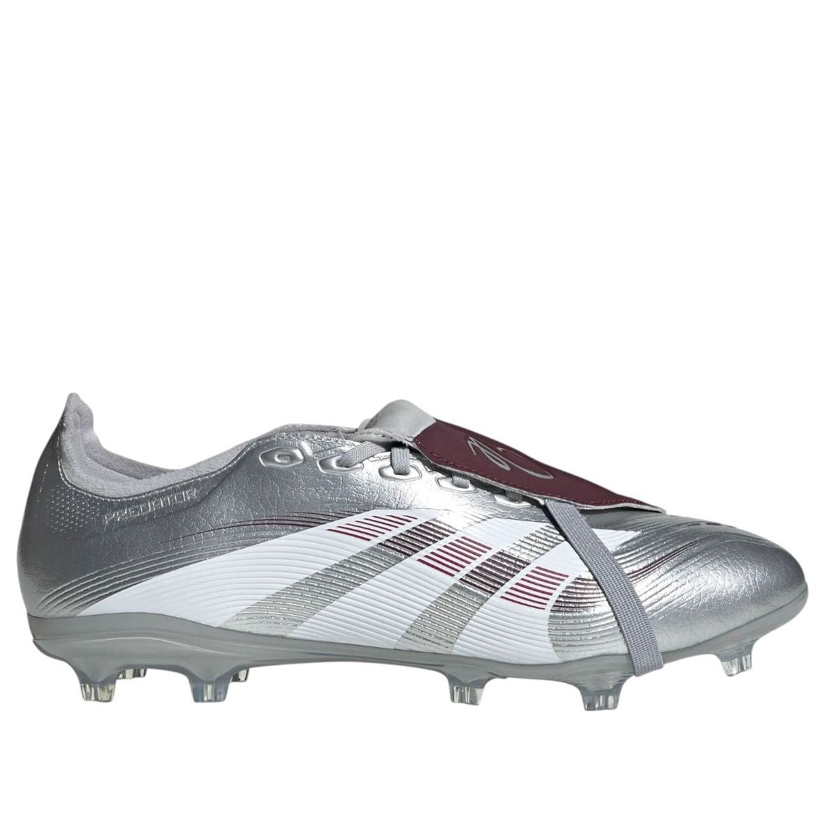 Футболка Adidas x Jude Bellingham Predator League Fold Over Tongue FG MG 'Silver Metallic Burgundy' — фото 2
