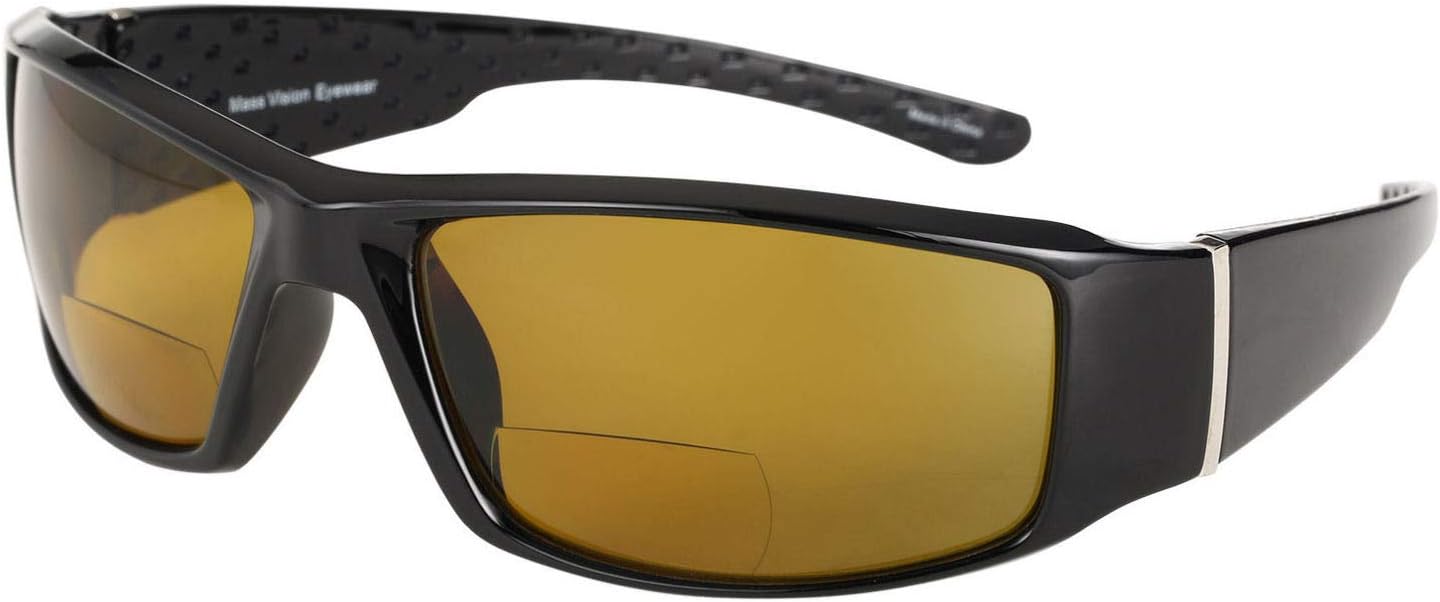 

Поляризованные бифокальные солнцезащитные очки Mass Vision 'The Condender' с полной оправой, спортивные, для чтения на открытом воздухе, с защитой от УФ-излучения UV400, Yellow - Night Driving