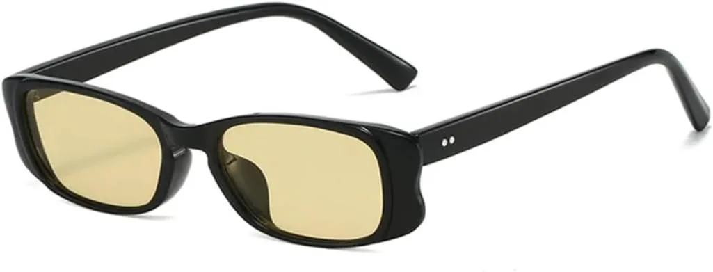 

Винтажные маленькие солнцезащитные очки с заклепками, модные женские солнцезащитные очки класса люкс с защитой от УФ-излучения UV400 TKKTLLT, Black-yellow