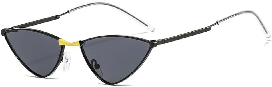 

Модные солнцезащитные очки «кошачий глаз» для женщин и мужчин, легкая, миниатюрная оправа из сплава и металла, линзы черного цвета, для вечеринок MTZJH, 1