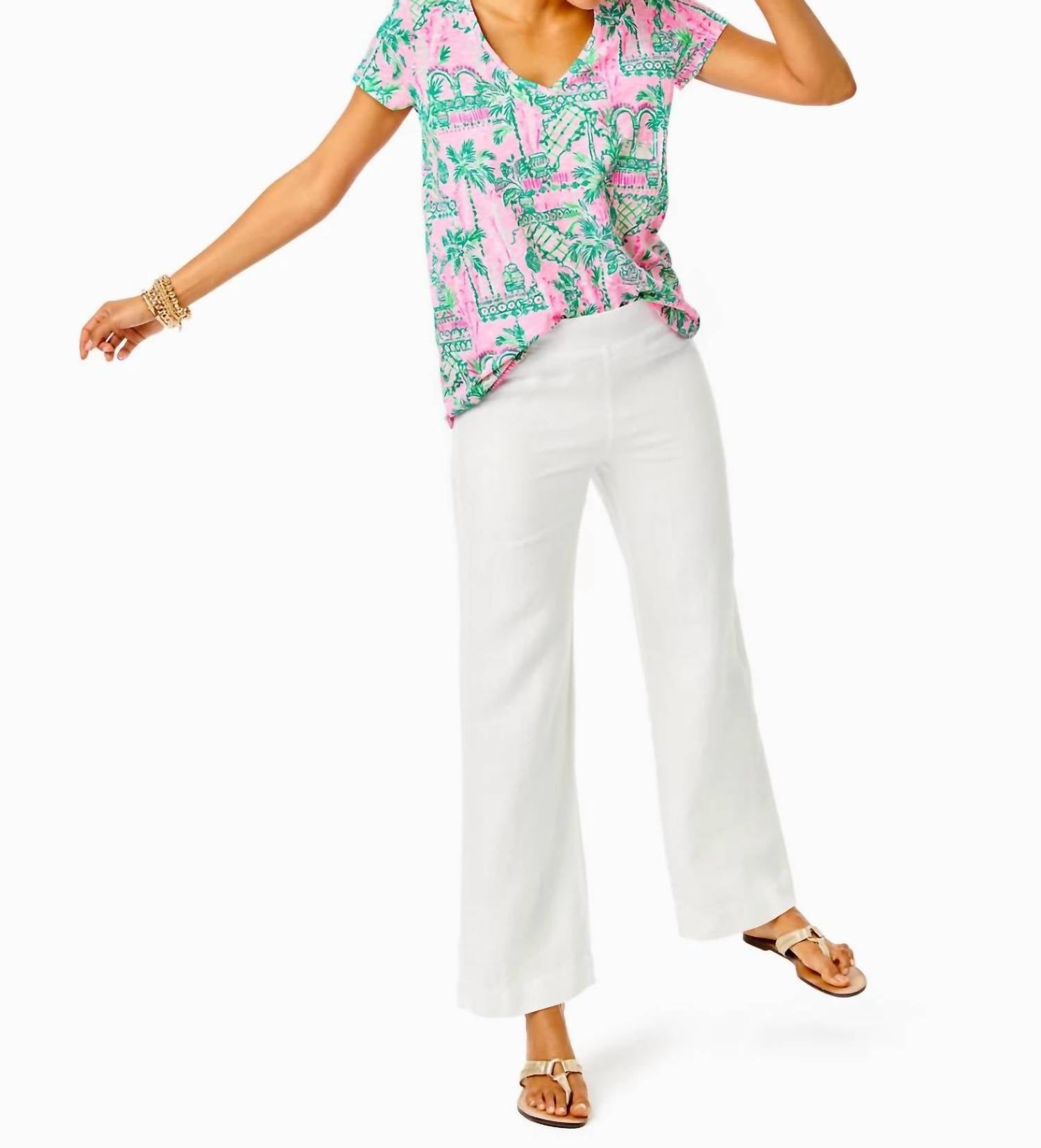 

Белые кожаные льняные брюки Lilly Pulitzer