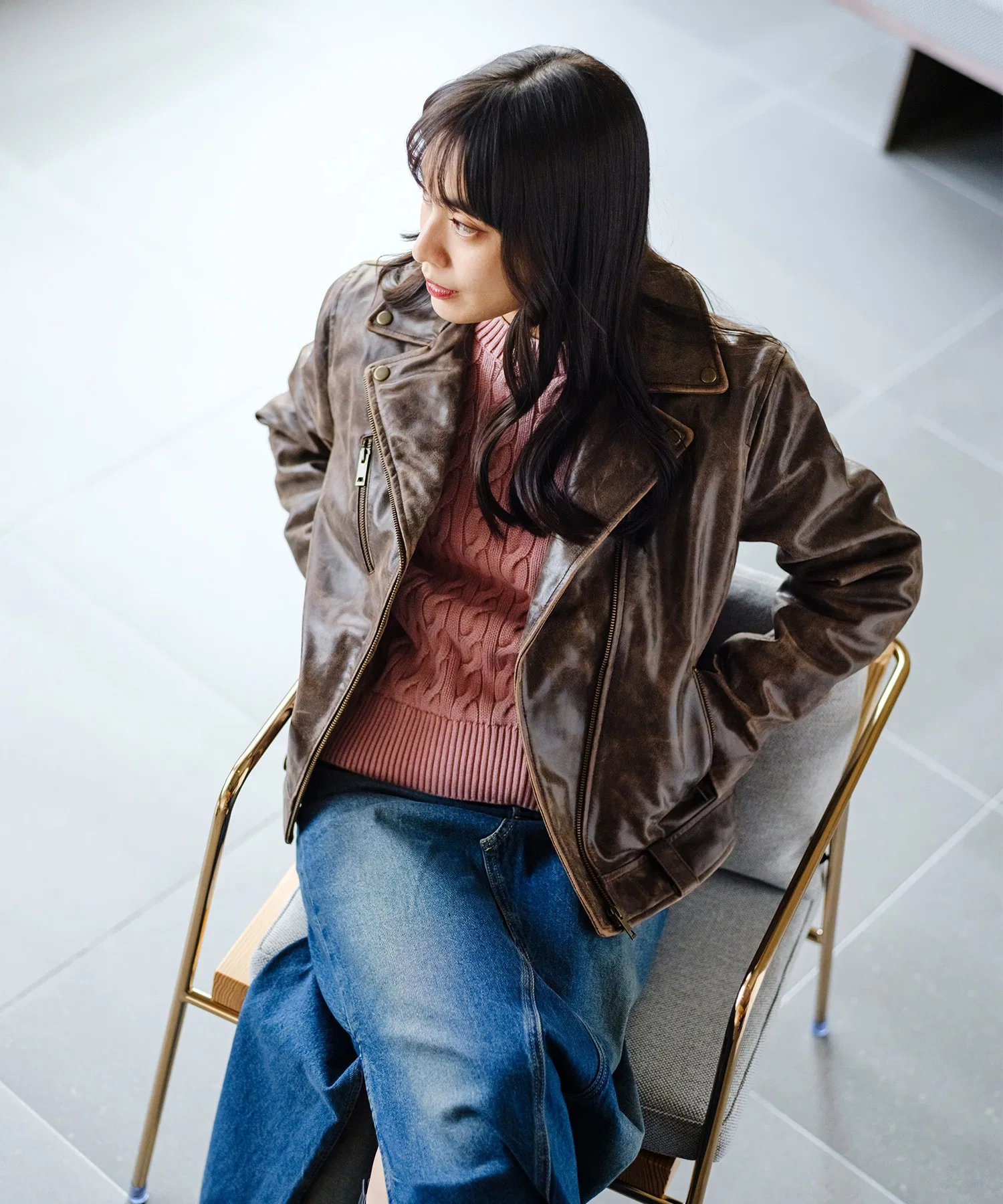 Куртка кожаная Levi's мотоциклетная из натуральной кожи коричневая — фото 2