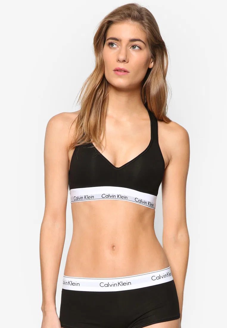 Бюстгальтер-бралетт, приподнимающий, Calvin Klein, Modern Cotton Lift, черный