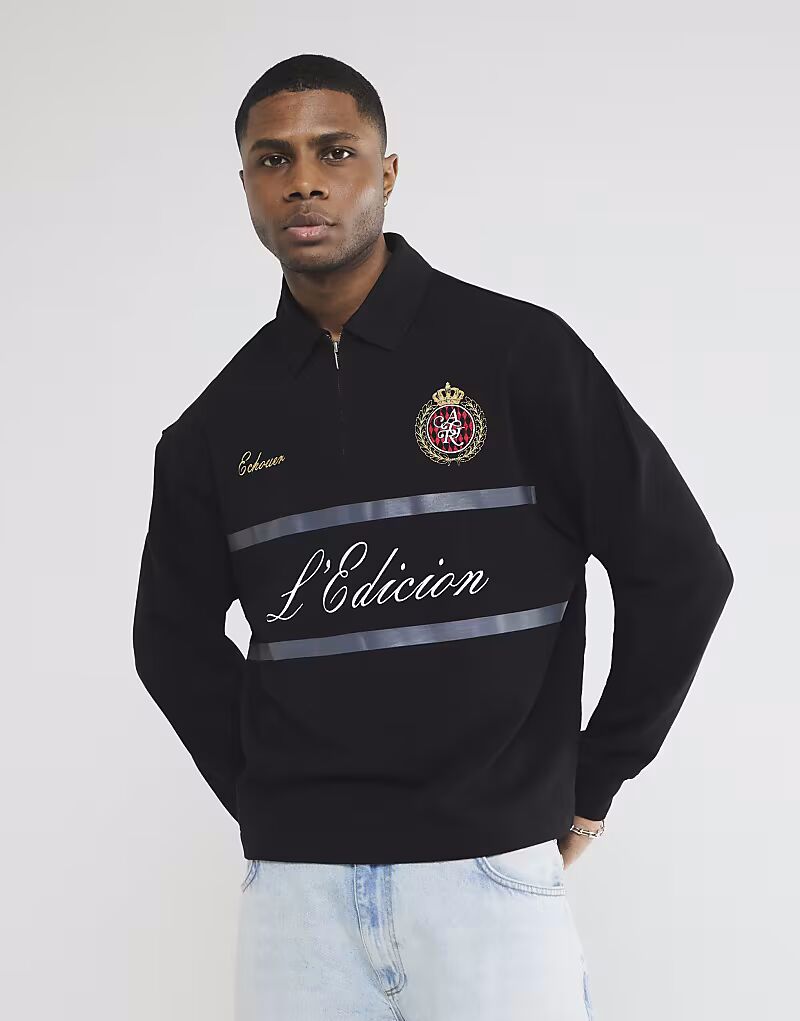 

Спортивное поло River Island Heritage черного цвета
