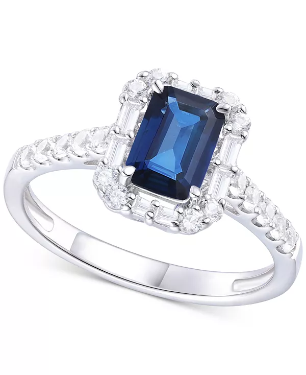 

Кольцо с изумрудом (1 карат) и бриллиантом (3/8 карата) круглой и багетной огранки в форме гало из 14-каратного золота (также с рубинами и сапфирами) Macy'S, sapphire