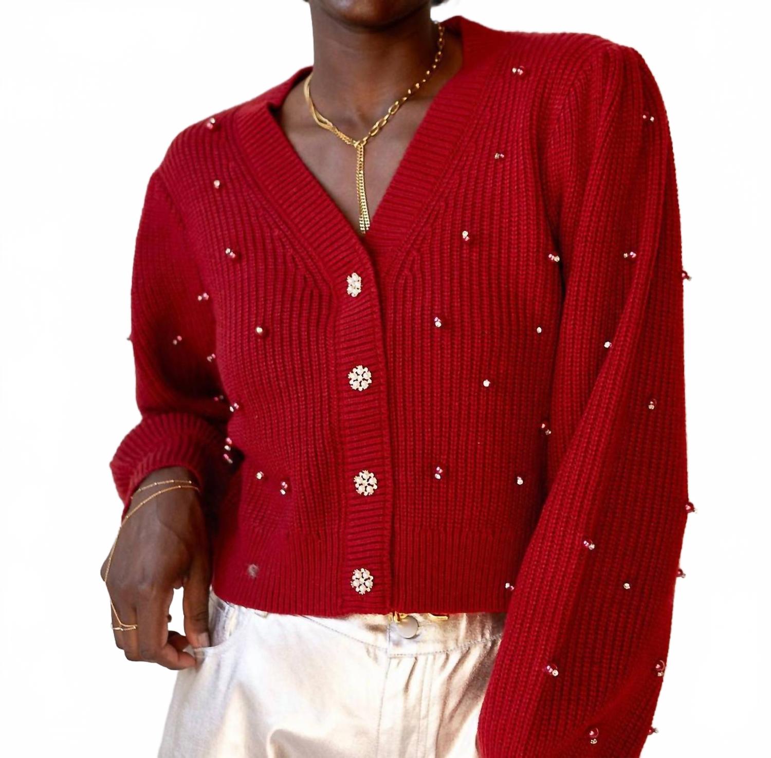 

Кардиган с длинными рукавами и V-образным вырезом в красном цвете ASTR