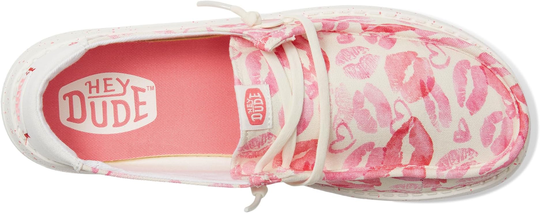 Лоферы Hey Dude Wendy Kisses, Pink/White — фото 2