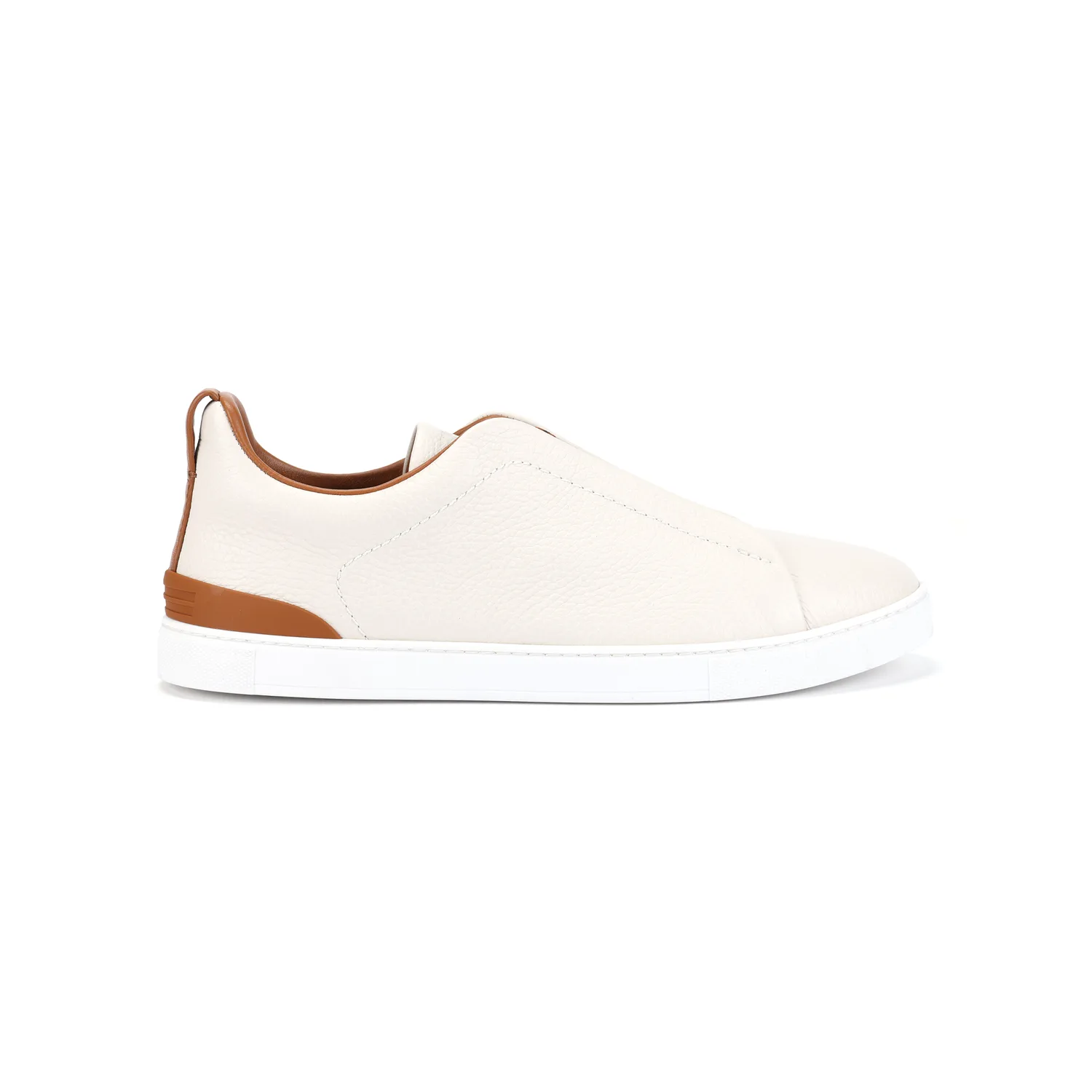 Ermenegildo Zegna Кроссовки Zegna Deerskin Triple Stitch Off White/Brown — фото 3