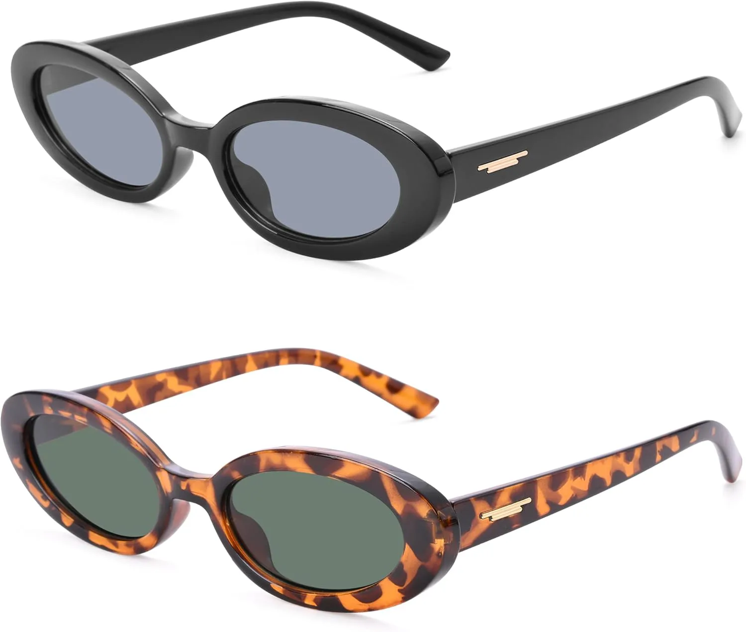 

Солнцезащитные очки AZorb Retro Oval для женщин, модные овальные солнцезащитные очки в стиле 90-х с защитой от УФ-излучения UV400, A1 Black/Grey + Tortoise/G15