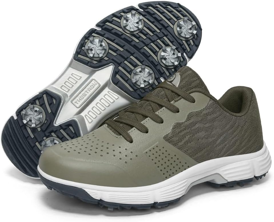 

Профессиональные мужские кроссовки для гольфа THESTRON с 7 шипами, нескользящие, для занятий спортом на открытом воздухе, удобные спортивные кроссовки для гольфа, размеры 7-15, зеленый